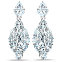 4.00 Carat Genuine Blue Topaz .925 Sterling Silver Earrings