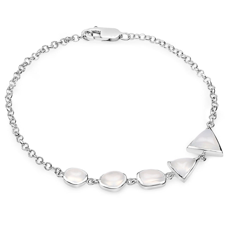 4.64 Carat Genuine White Agate .925 Sterling Silver Bracelet