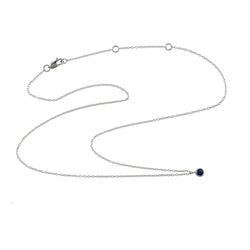 0.2ct Blue Sapphire Chain Necklace 925 Sterling Silver Jewelry