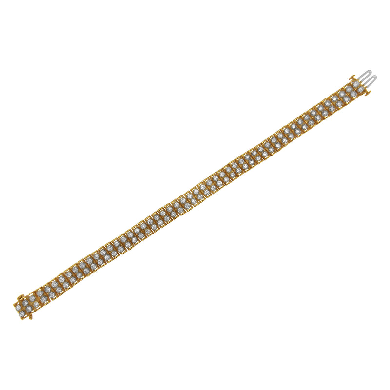 2 Micron 14KT Gold Plated Sterling Silver Diamond Tennis Link Bracelet (4 cttw, J-K Color, I1-I2 Clarity)