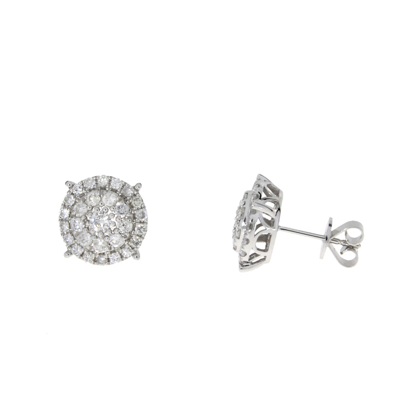 Natural 1.20ct Diamond Earrings 14KT White Gold