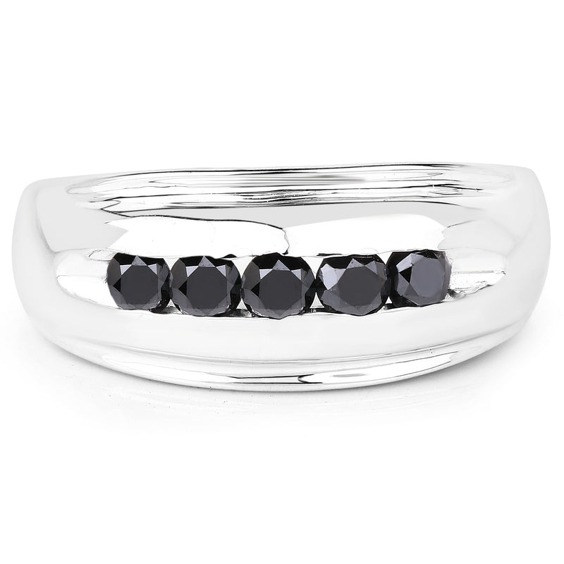 0.50 Carat Genuine Black Diamond .925 Sterling Silver Ring