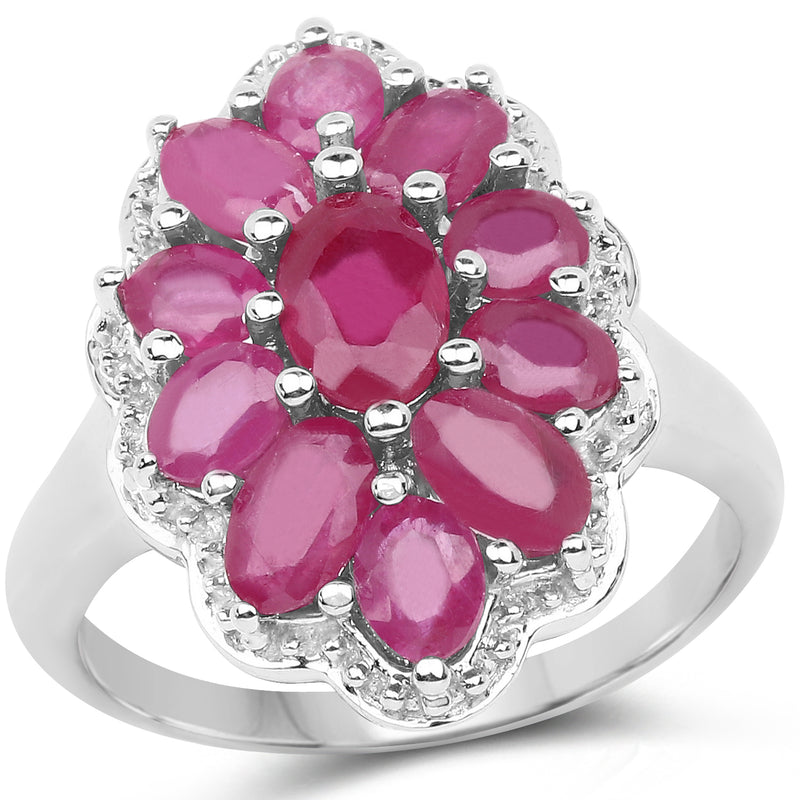 3.05 Carat Glass Filled Ruby .925 Sterling Silver Ring