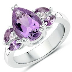 "3.20 Carat Genuine Pink Amethyst, Amethyst and White Topaz .925 Sterling Silver Ring