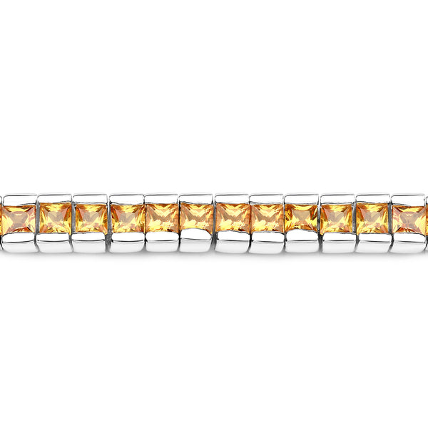 6.21 Carat Genuine Orange Sapphire .925 Sterling Silver Bracelet