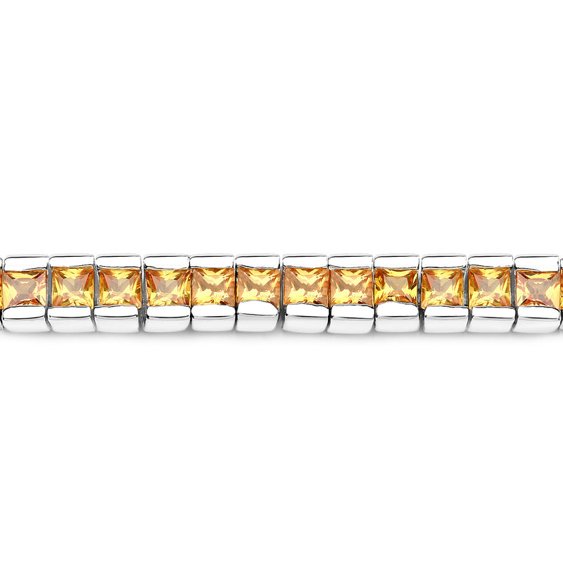 6.21 Carat Genuine Orange Sapphire .925 Sterling Silver Bracelet