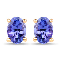 1.24 Carat Genuine Tanzanite 14K Yellow Gold Earrings