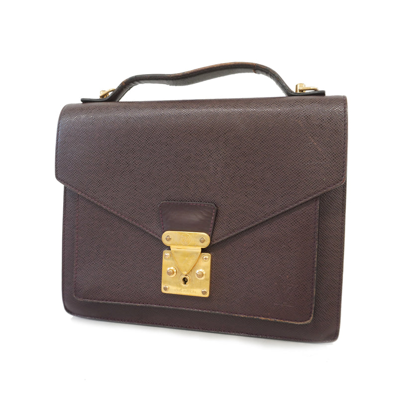 Auth Louis Vuitton Taiga Monceau M32062 Womens Handbag Acajou