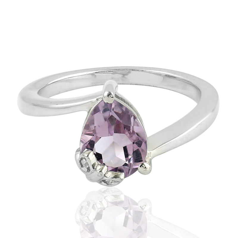 925 Sterling Silver Band Ring Amethyst Women Jewelry