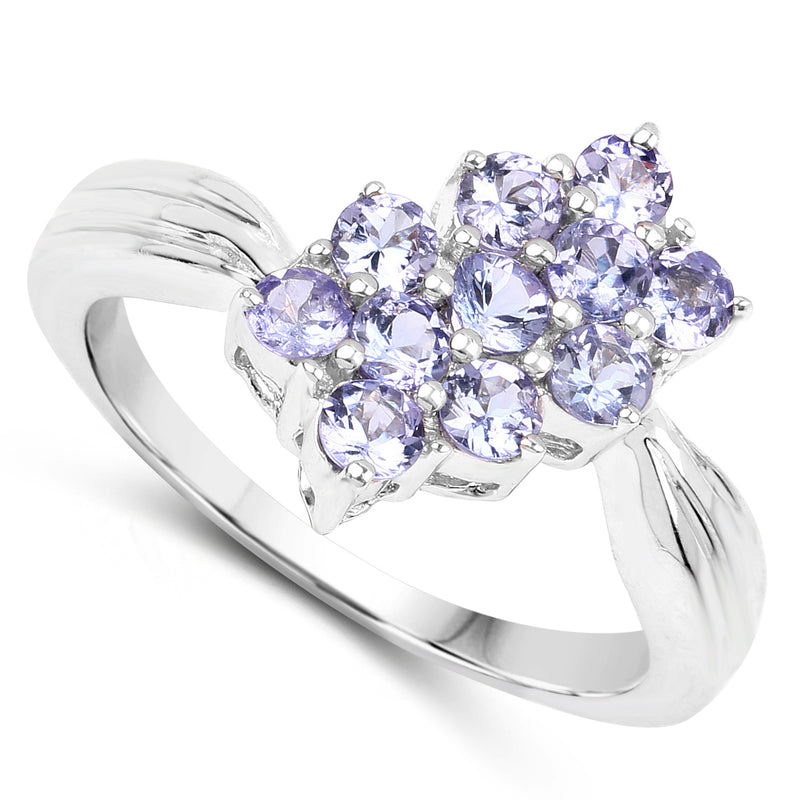 0.88 Carat Genuine Tanzanite .925 Sterling Silver Ring