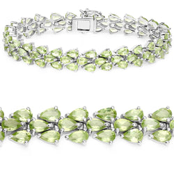 18.26 Carat Genuine Peridot .925 Sterling Silver Bracelet