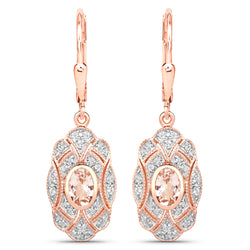 1.04 Carat Genuine Morganite and White Topaz .925 Sterling Silver Earrings