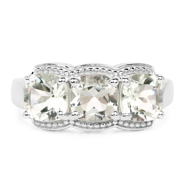 2.70 Carat Genuine Green Amethyst .925 Sterling Silver Ring