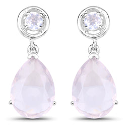 6.80 Carat Genuine Rose Quartz .925 Sterling Silver Earrings