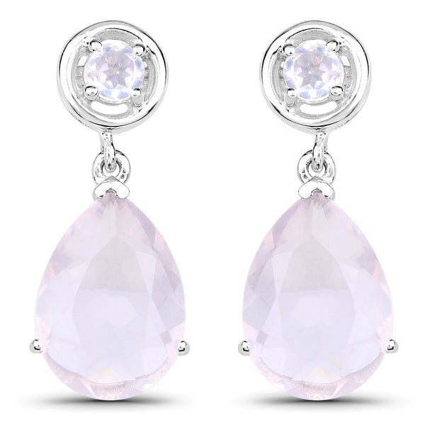 6.80 Carat Genuine Rose Quartz .925 Sterling Silver Earrings