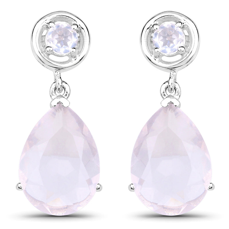 6.80 Carat Genuine Rose Quartz .925 Sterling Silver Earrings