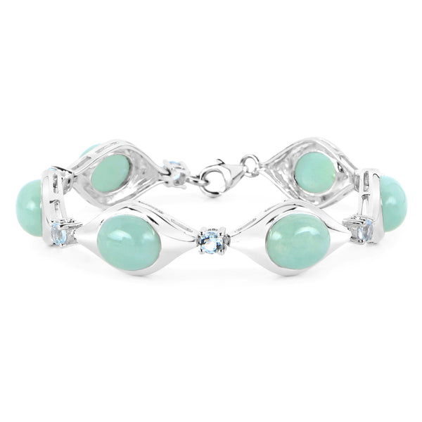 39.72 Carat Genuine Aquamarine .925 Sterling Silver Bracelet