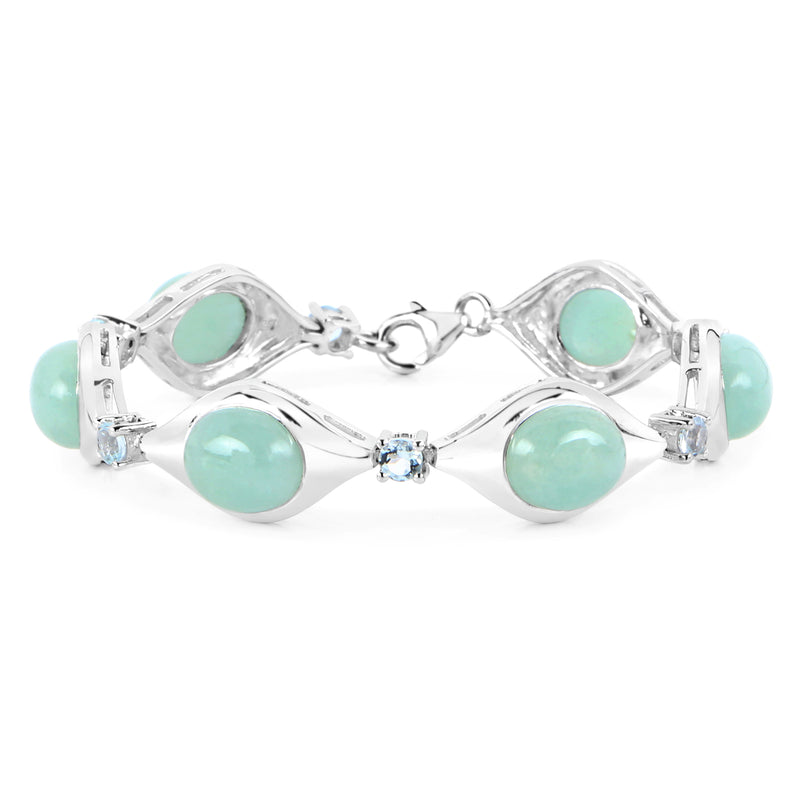 39.72 Carat Genuine Aquamarine .925 Sterling Silver Bracelet