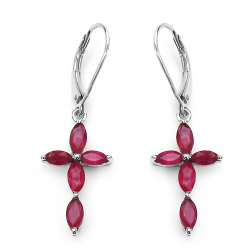 2.60 Carat Genuine Ruby .925 Sterling Silver Earrings