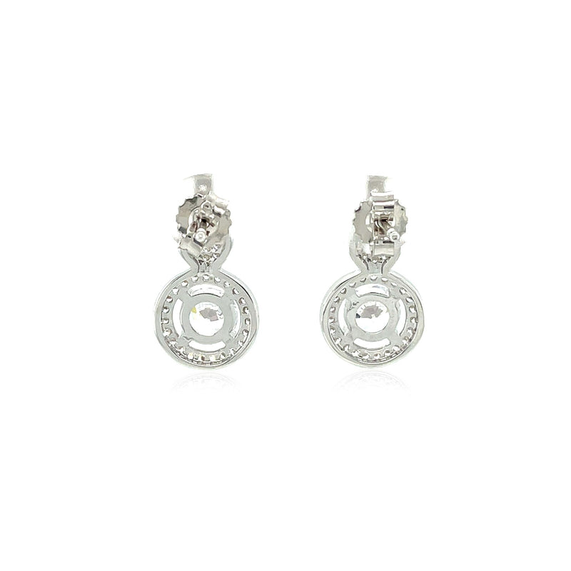 Earrings with Circle and Teardrop Motif with Cubic Zirconia in Sterling Silver