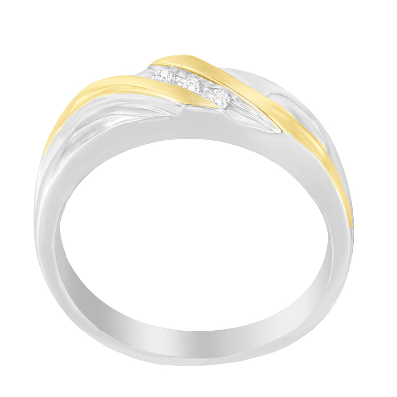 Mens 10k Two-Toned Gold 1/2ct TDW Diamond 3-Stone Ring (I-JI1-I2)