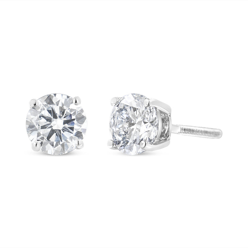 14k White Gold Solitaire Diamond Stud Earrings (1.5 cttw, H-I Color, SI1-SI2 Clarity)