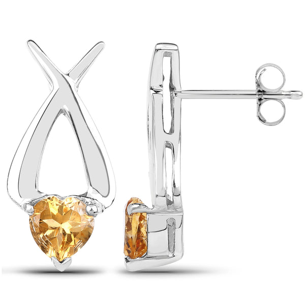 1.40 Carat Genuine Citrine .925 Sterling Silver Earrings