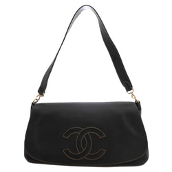 Chanel Womens Leather Shoulder Bag Black