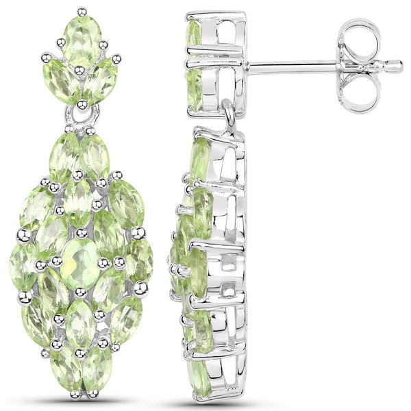 3.20 Carat Genuine Peridot .925 Sterling Silver Earrings