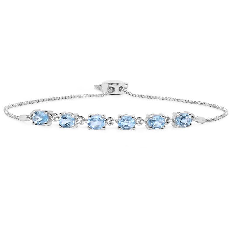 3.00 Carat Genuine Blue Topaz .925 Sterling Silver Bracelet