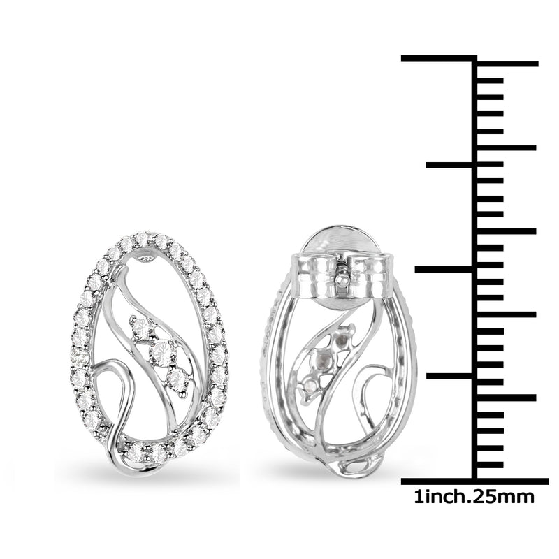 0.43 Carat Genuine White Diamond 14K White Gold Earrings (E-F-G Color, SI Clarity)