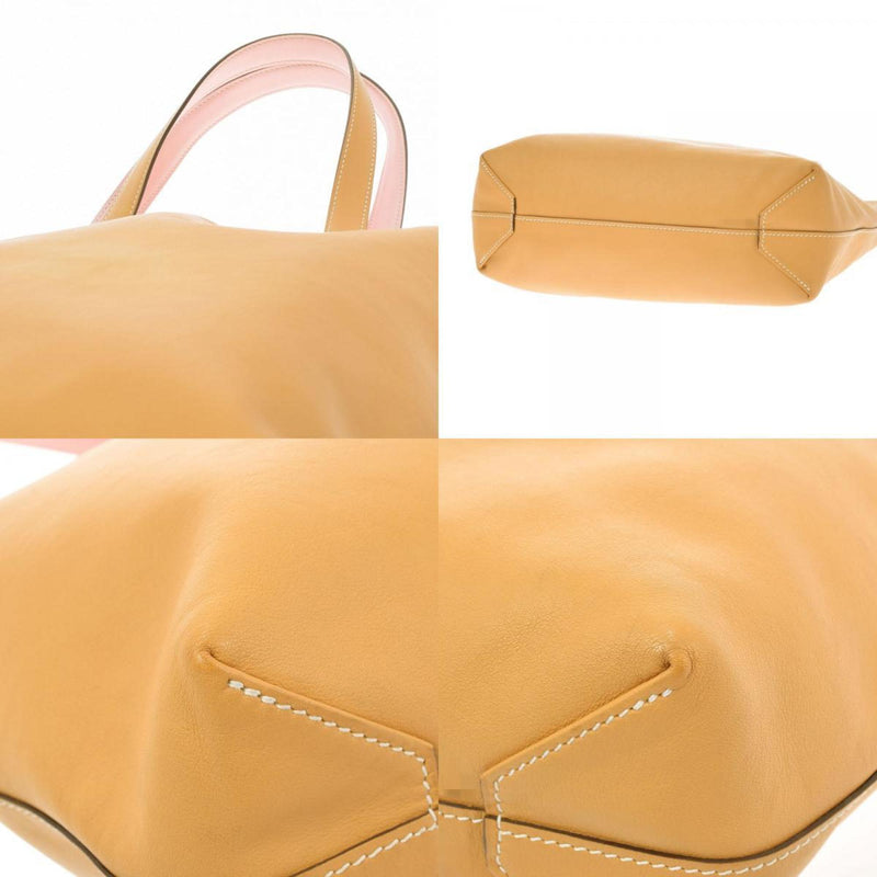HERMES Hermes Double Sense 36 Reversible Curry / Rose Sakura X Engraved (around 2016) Unisex Vosikkim Tote Bag