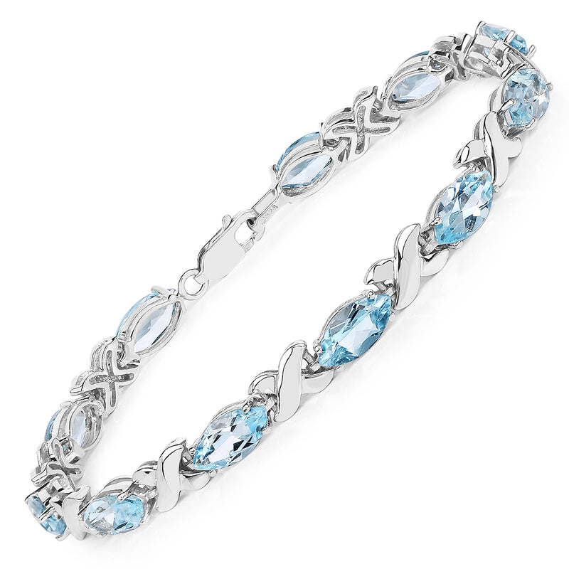 13.20 Carat Genuine Blue Topaz .925 Sterling Silver Bracelet