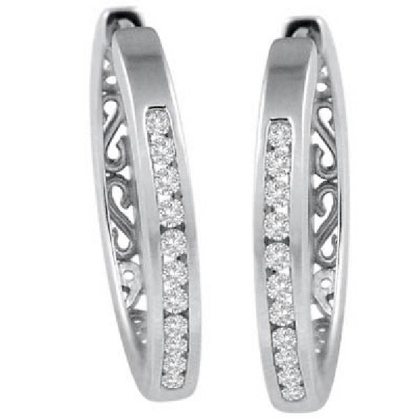 Designer Huggie Earrings Pave Diamond 18k Solid White Gold Gift Jewelry
