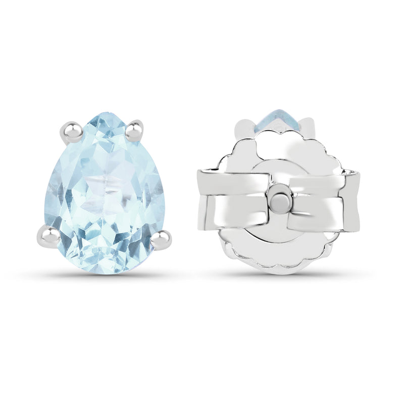 1.30 Carat Genuine Aquamarine .925 Sterling Silver Earrings