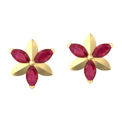 Natural Ruby Stud Earrings 14k Yellow Gold Jewelry Women