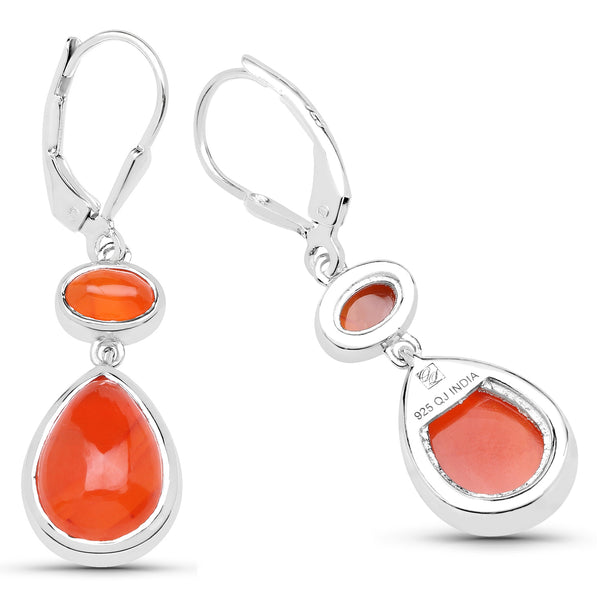 7.42 Carat Genuine Carnelian .925 Sterling Silver Earrings