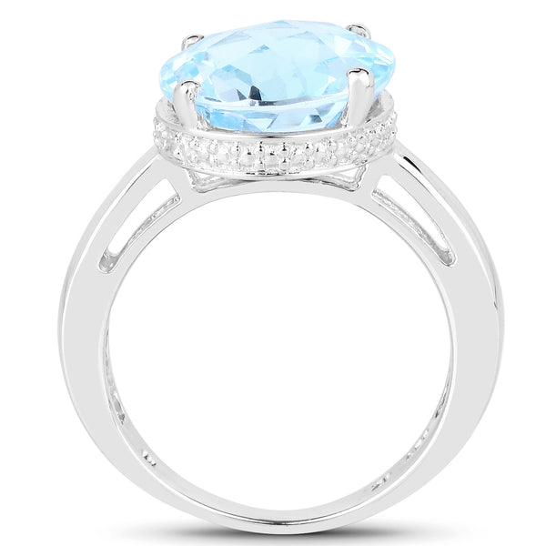 6.50 Carat Genuine Blue Topaz .925 Sterling Silver Ring