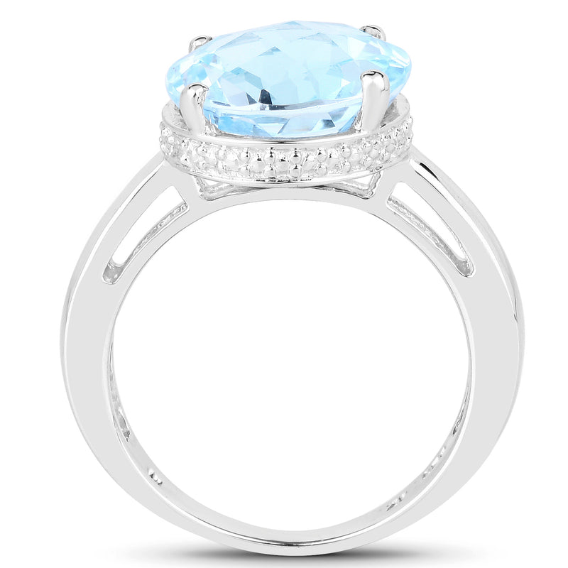 6.50 Carat Genuine Blue Topaz .925 Sterling Silver Ring