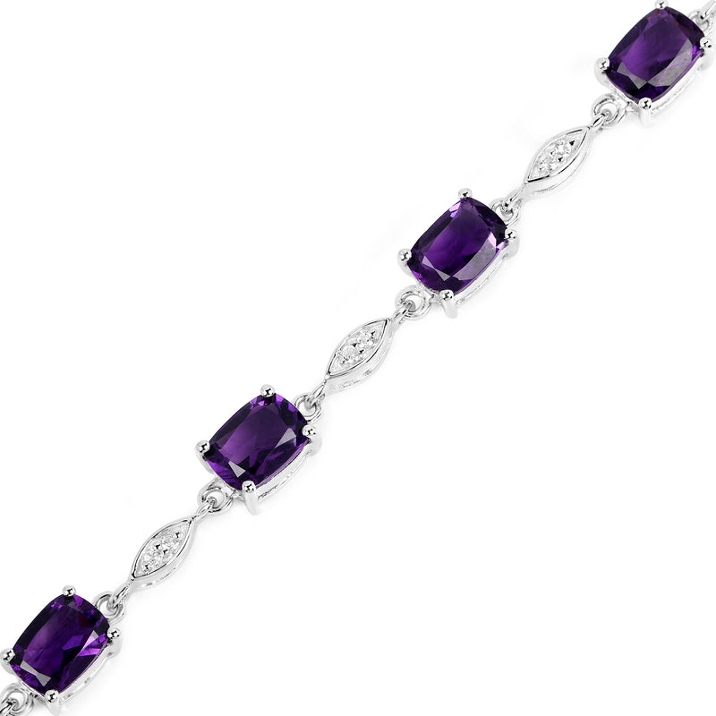 5.72 Carat Genuine Amethyst and White Topaz .925 Sterling Silver Bracelet