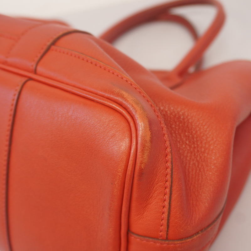 Auth Hermes Garden Party TPM  J Engraved Vermilion Red Womens Handbag