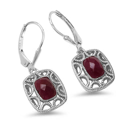 2.00 Carat Genuine Ruby .925 Sterling Silver Earrings