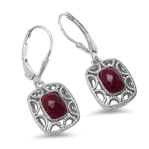 2.00 Carat Genuine Ruby .925 Sterling Silver Earrings