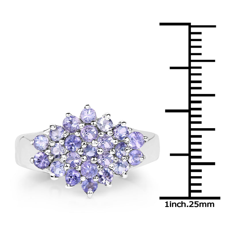 1.61 Carat Genuine Tanzanite .925 Sterling Silver Ring