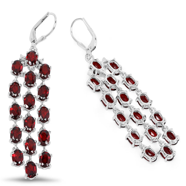 16.32 Carat Genuine Garnet .925 Sterling Silver Earrings