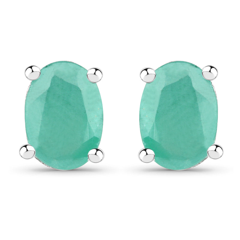 1.60 Carat Dyed Emerald .925 Sterling Silver Earrings