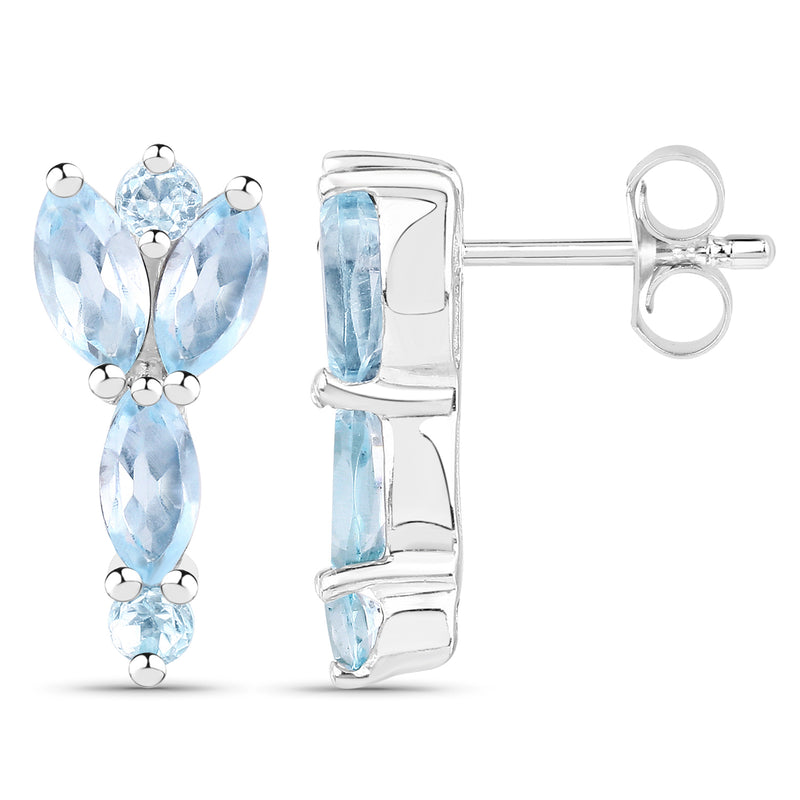 2.10 Carat Genuine Blue Topaz .925 Sterling Silver Earrings