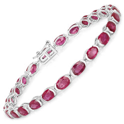 12.48 Carat Genuine Ruby 14K White Gold Bracelet