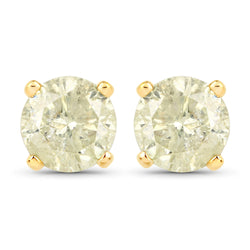 1.43 Carat Genuine LB Diamond 14K Yellow Gold Earrings