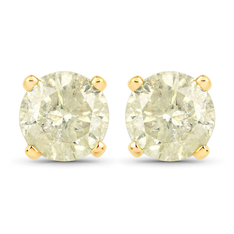 1.43 Carat Genuine LB Diamond 14K Yellow Gold Earrings